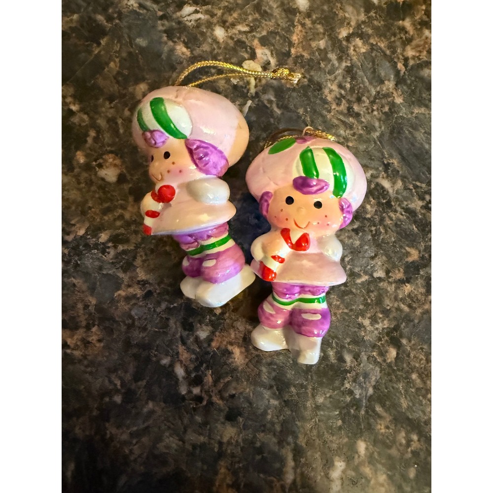 Vintage Strawberry Shortcake Raspberry Tart Christmas Ornaments Set 2 American G